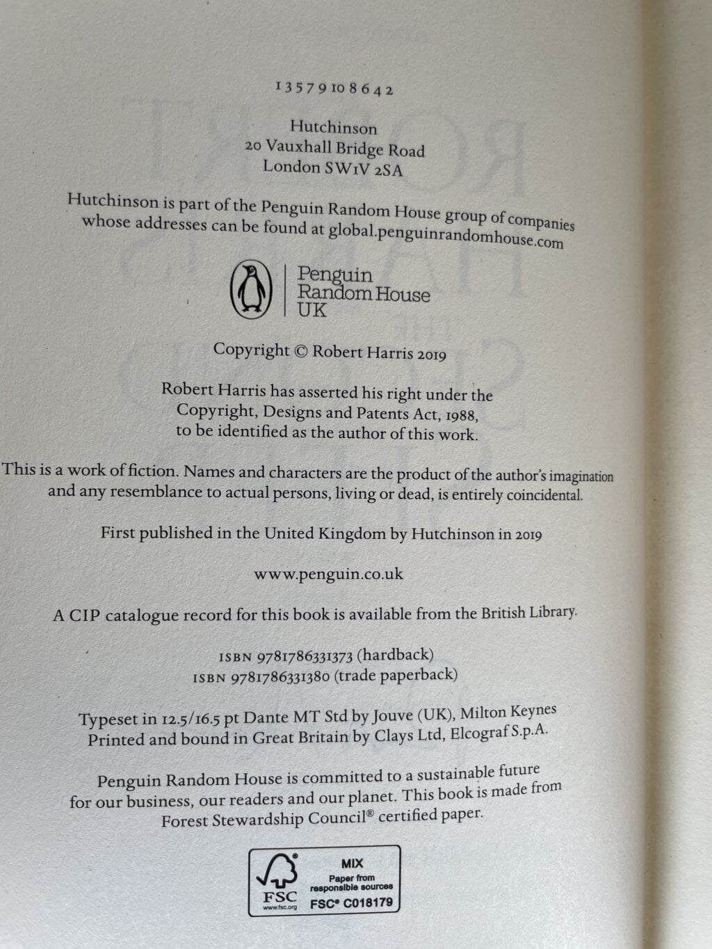 robert harris the second sleep signed first 3