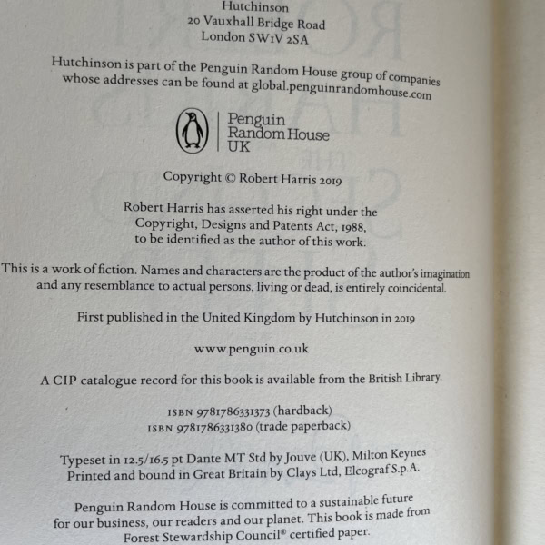 robert harris the second sleep signed first 3