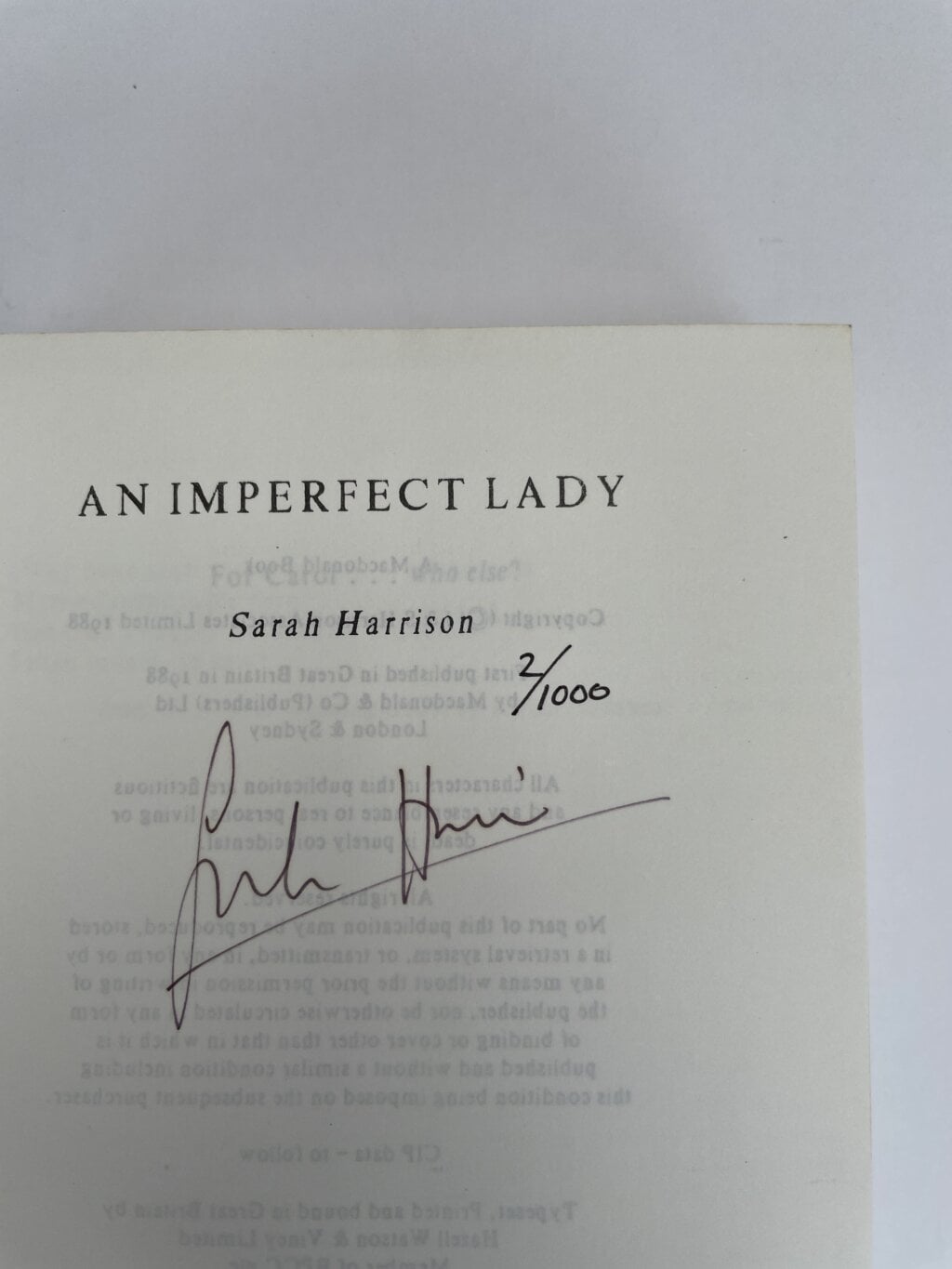 sarah harrison an imperfect lady signed proof2
