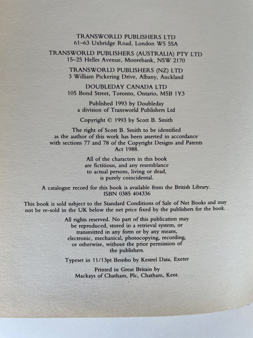 scott smith a simple plan first edition2