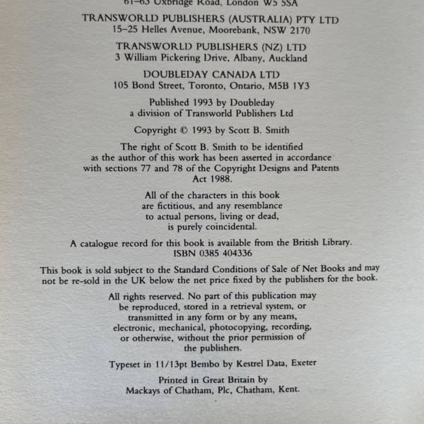 scott smith a simple plan first edition2