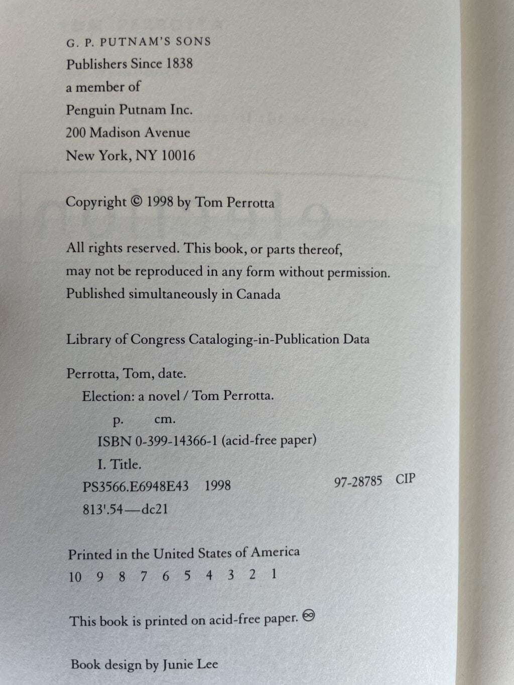 tom perotta the election first us2