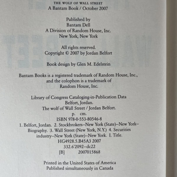 jordan belfort the wolf of wall street first ed2