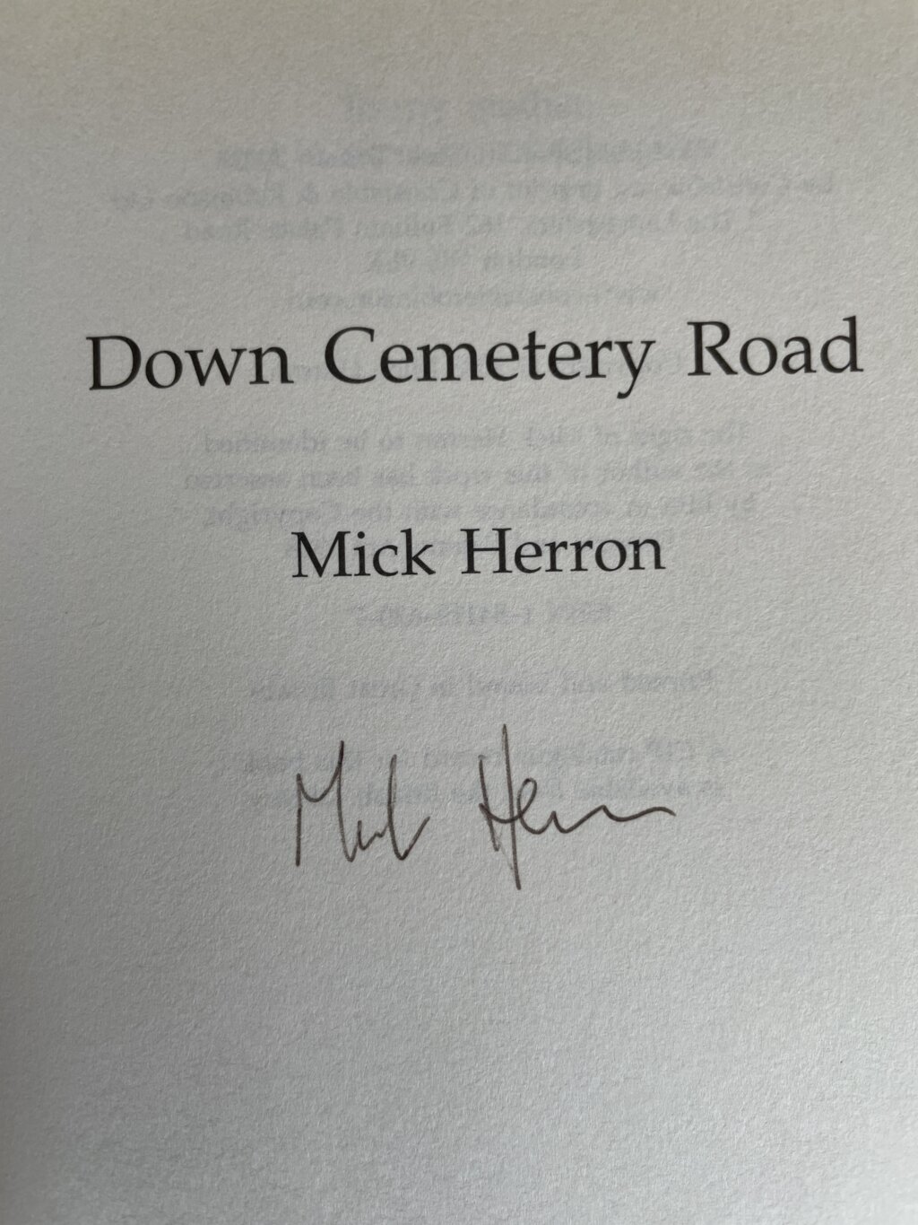 mick herron down cemetery road signed first ed2
