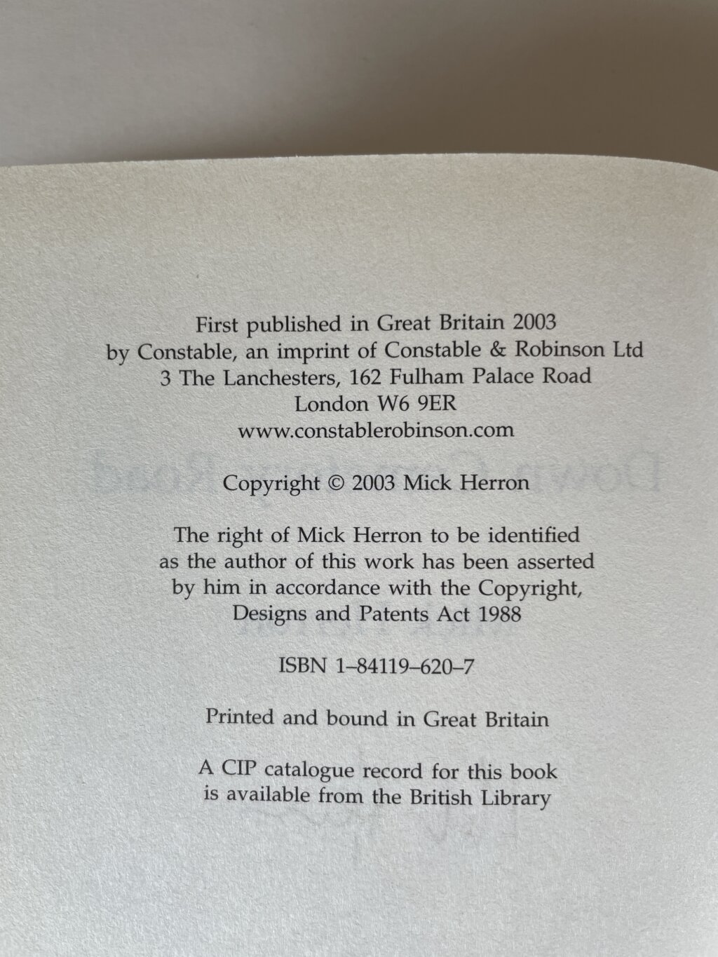 mick herron down cemetery road signed first ed3