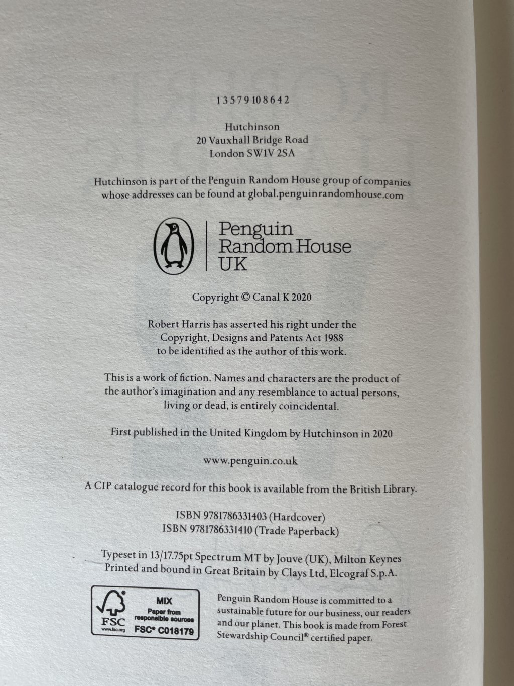 robert harris v2 signed first edition3