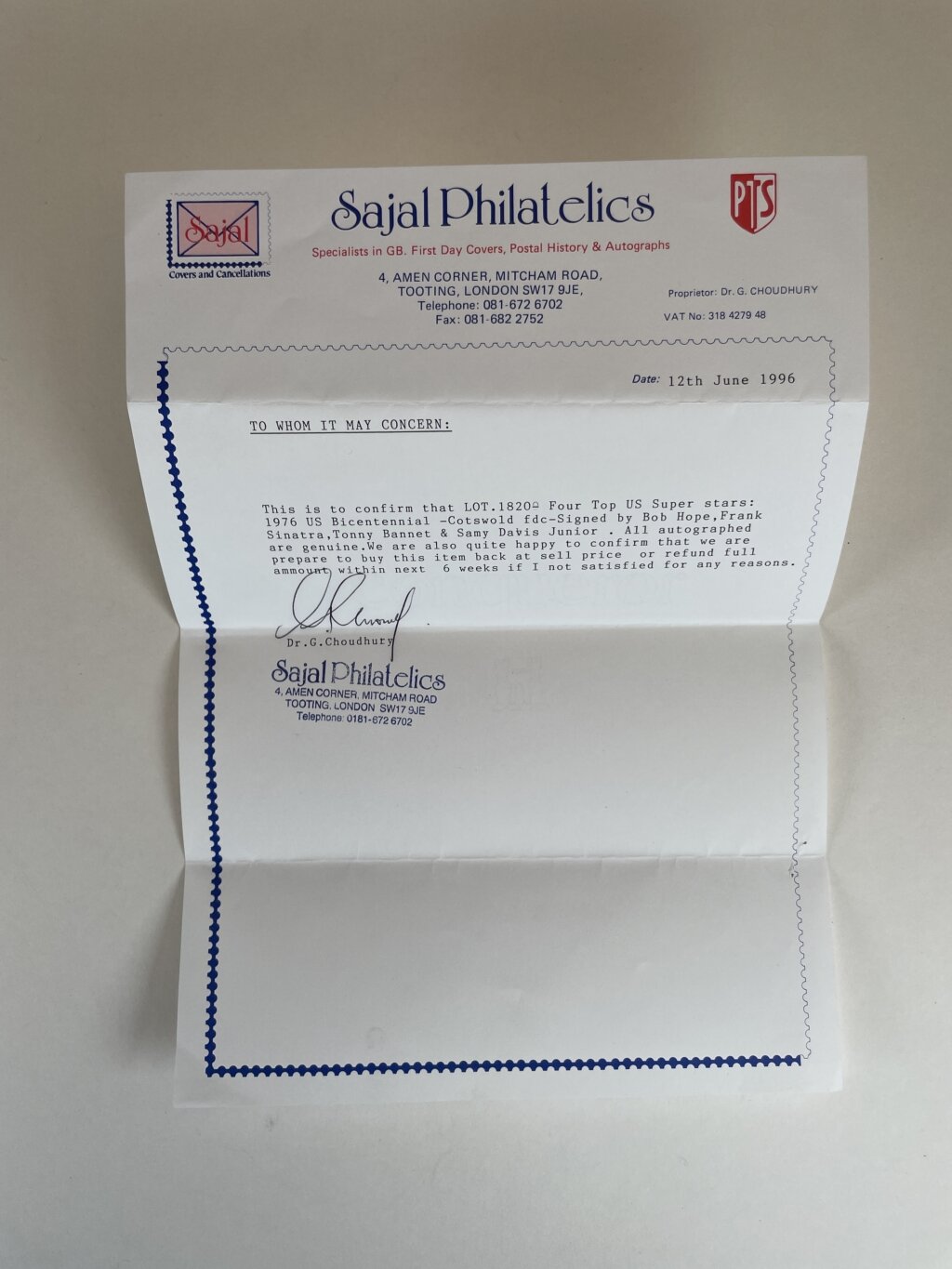 sinatra with signed stamps 5