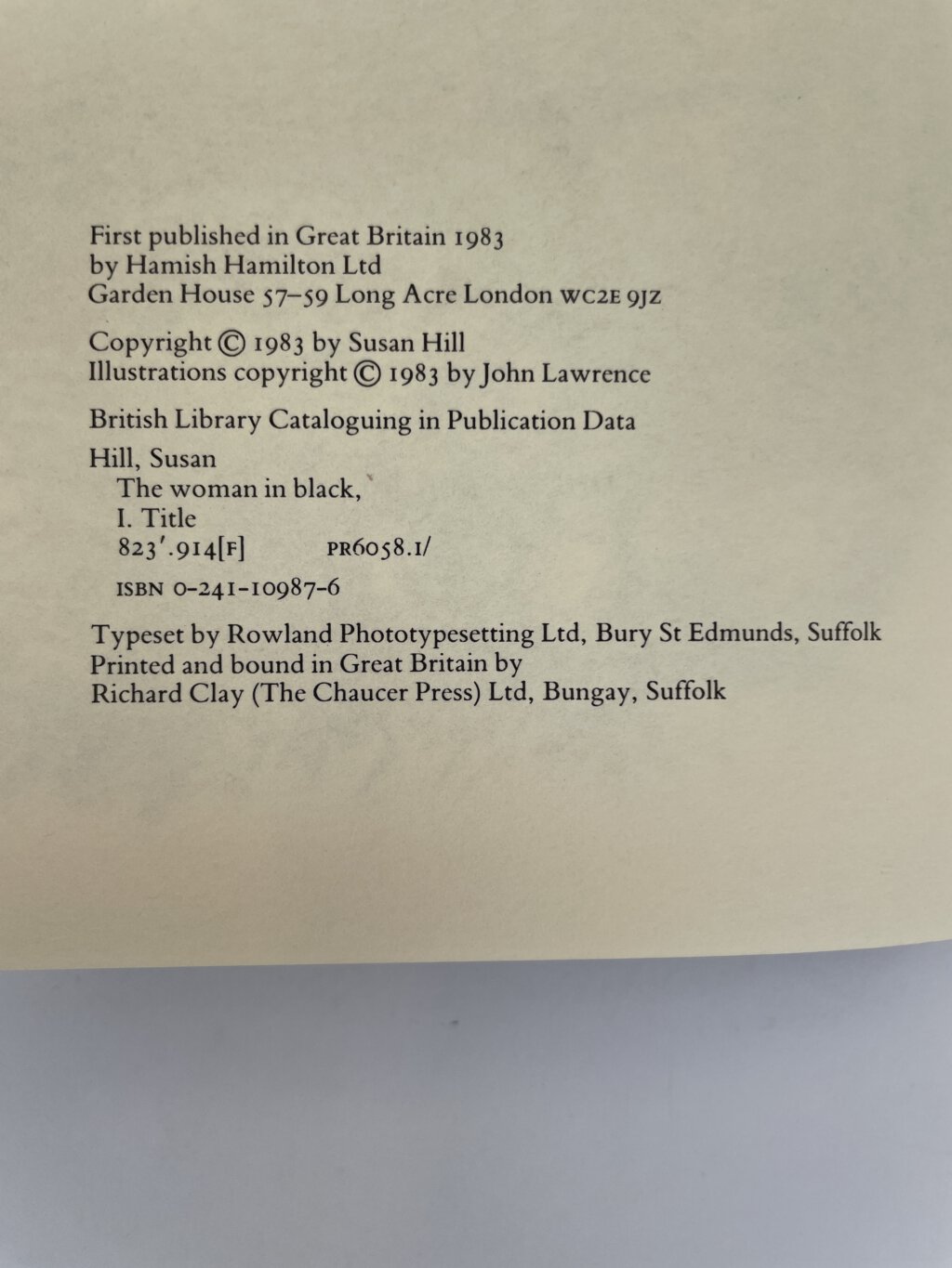 susan hill the woman in black first ed2