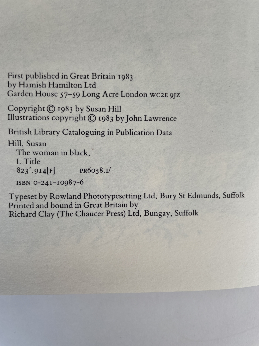 susan hill the woman in black first edition2