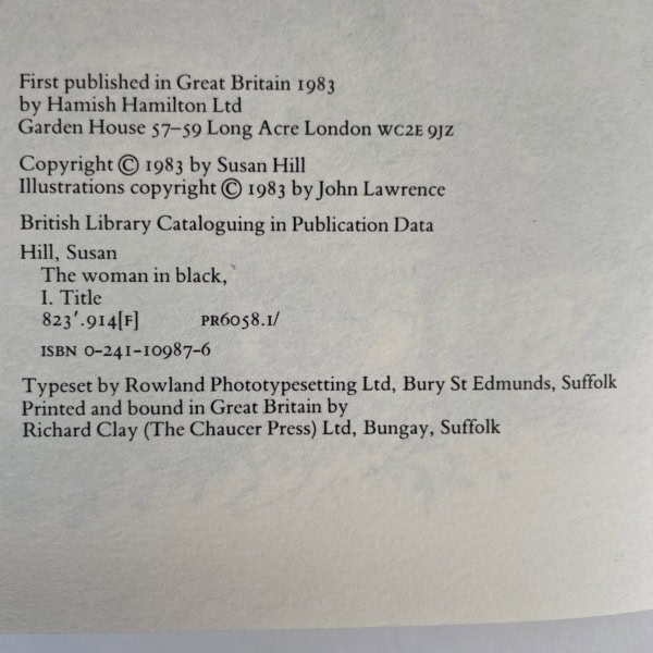 susan hill the woman in black first edition2