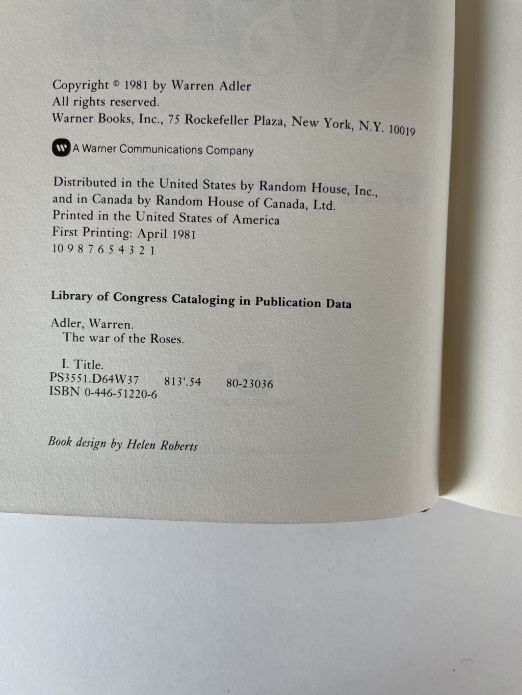 warren adler the war of the roses first ed2