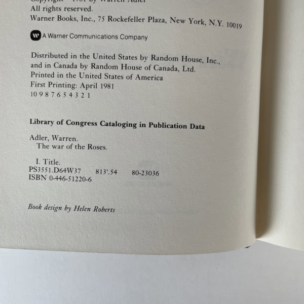 warren adler the war of the roses first ed2
