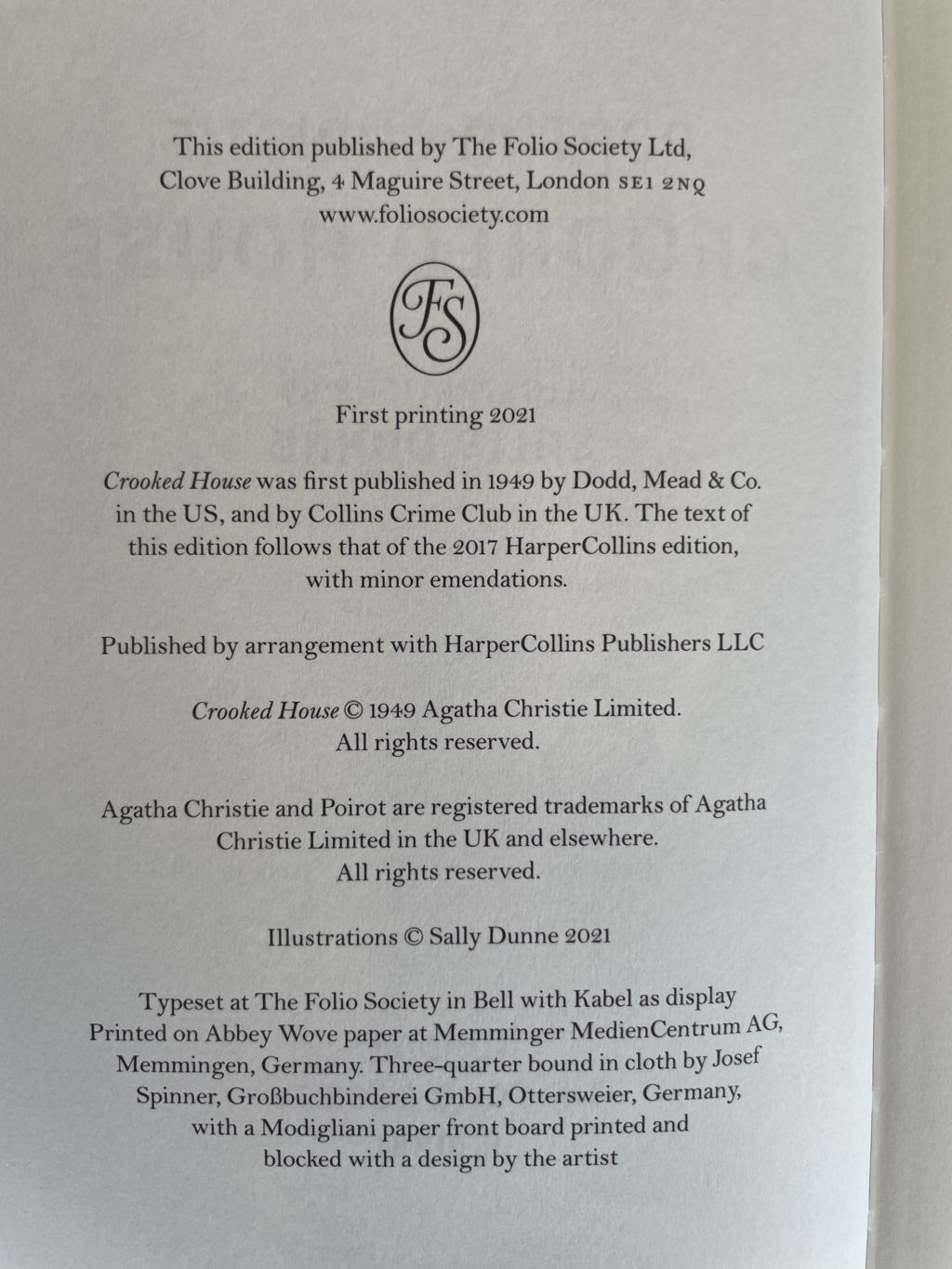agatha christie crooked house first folio2