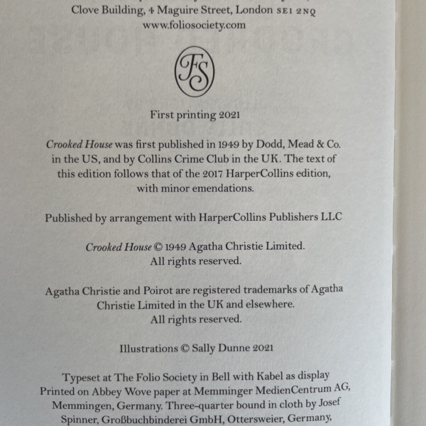 agatha christie crooked house first folio2