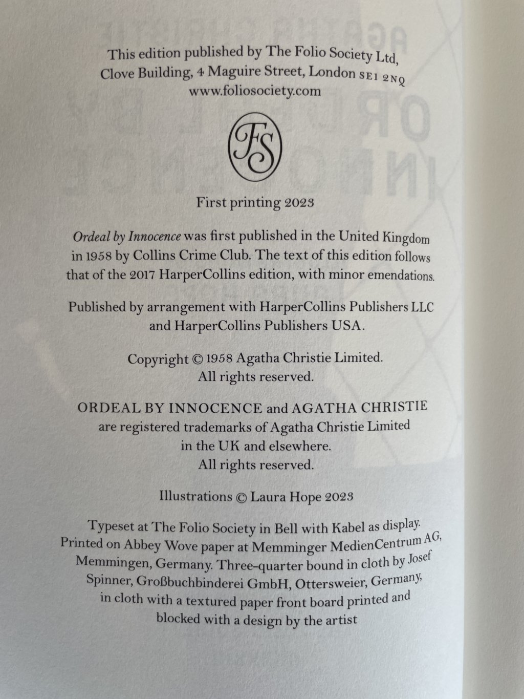agatha christie ordeal by innocense first folio2