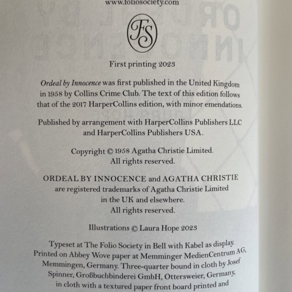 agatha christie ordeal by innocense first folio2