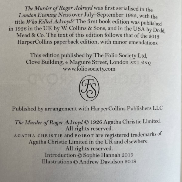 agatha christie the murder of roger ackroyd first folio2