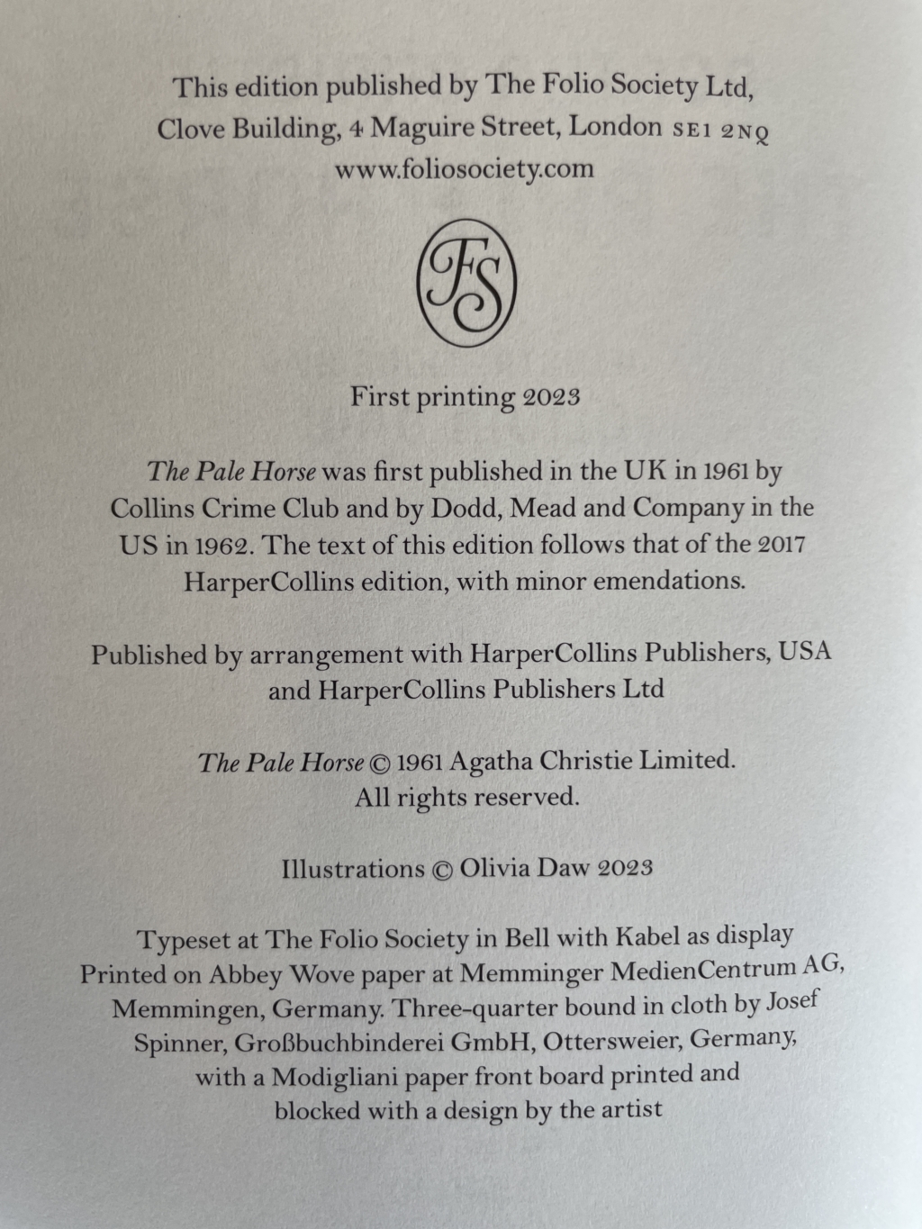 agatha christie the pale horse first folio2