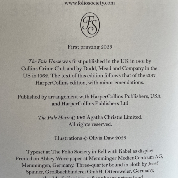 agatha christie the pale horse first folio2