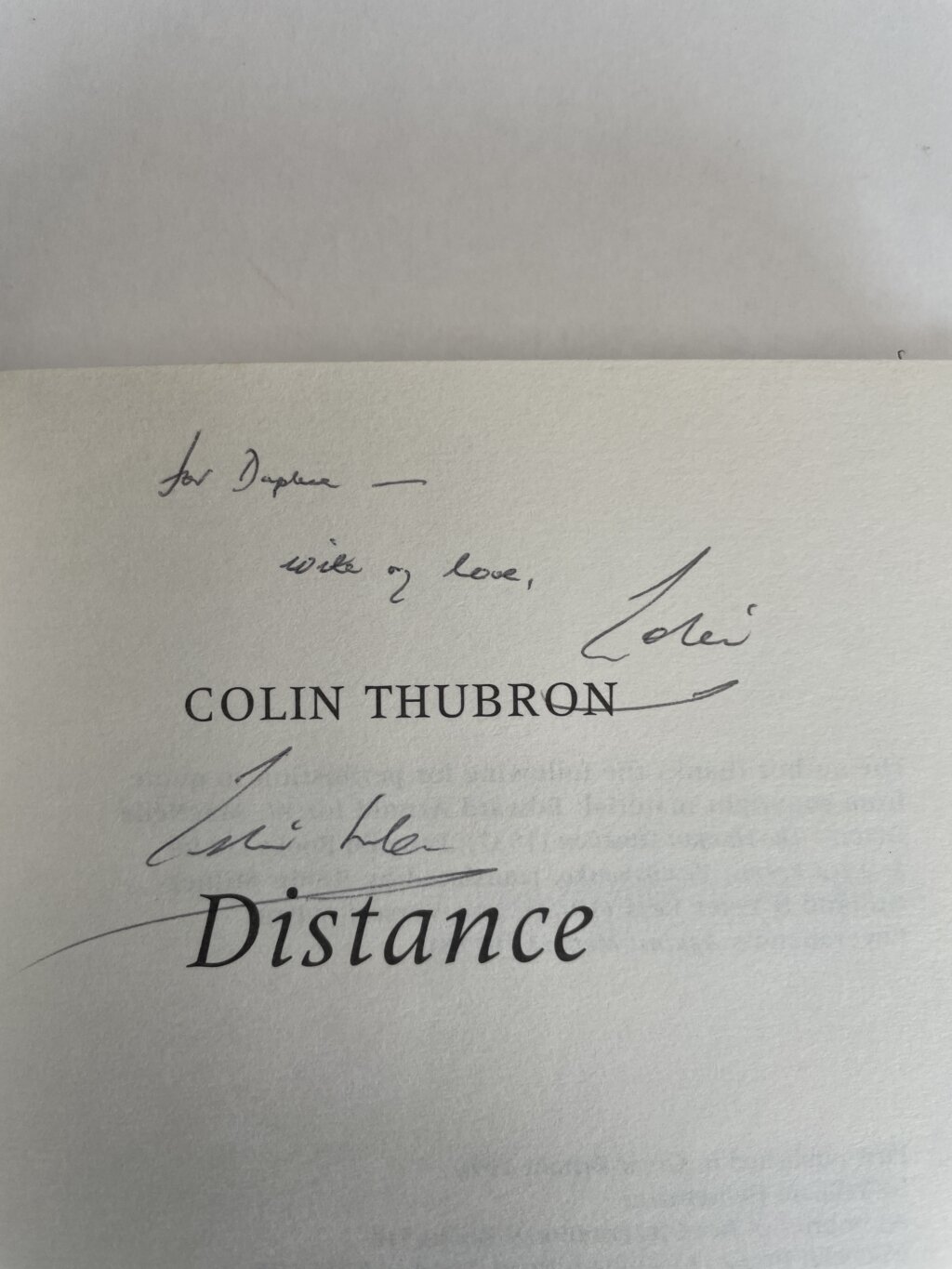 colin thurbon distance signed first edition2