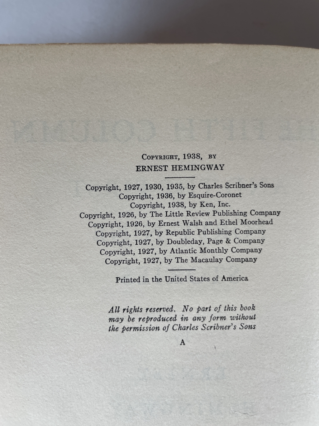 ernest hemingway the fifth column first edition2