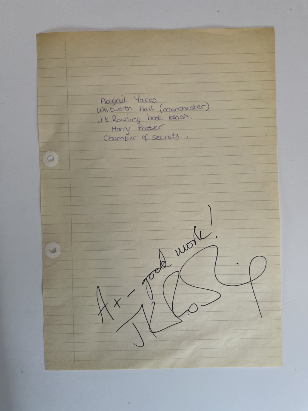 harrty potter folder with signed paper 2