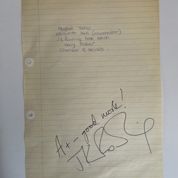 harrty potter folder with signed paper 2