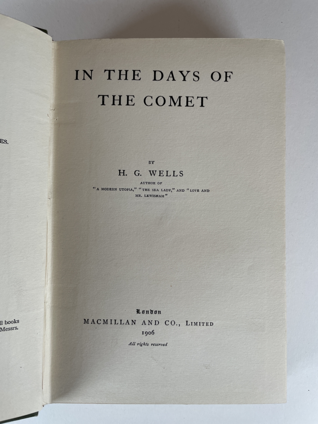 hg wells in the days of the comet first 2