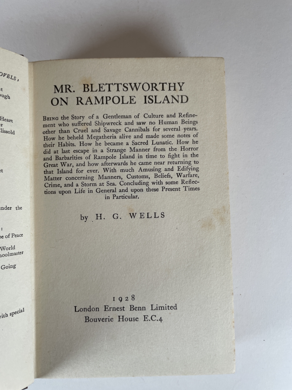 hg wells mr blettsworthy on rampole island first 3