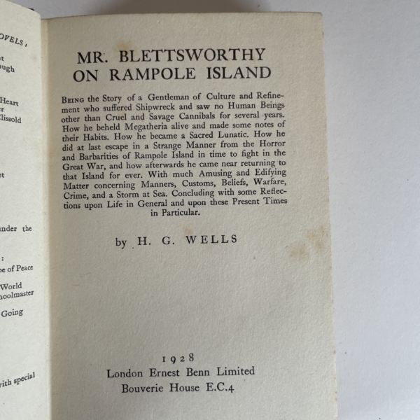 hg wells mr blettsworthy on rampole island first 3