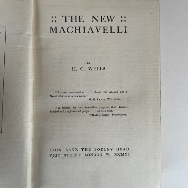 hg wells the new machiavelli first 2