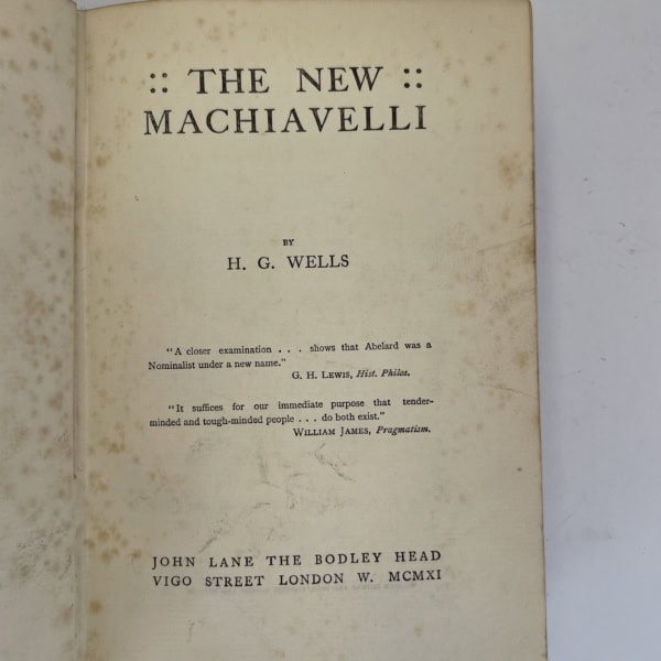 hg wells the new machiavelli first edi2
