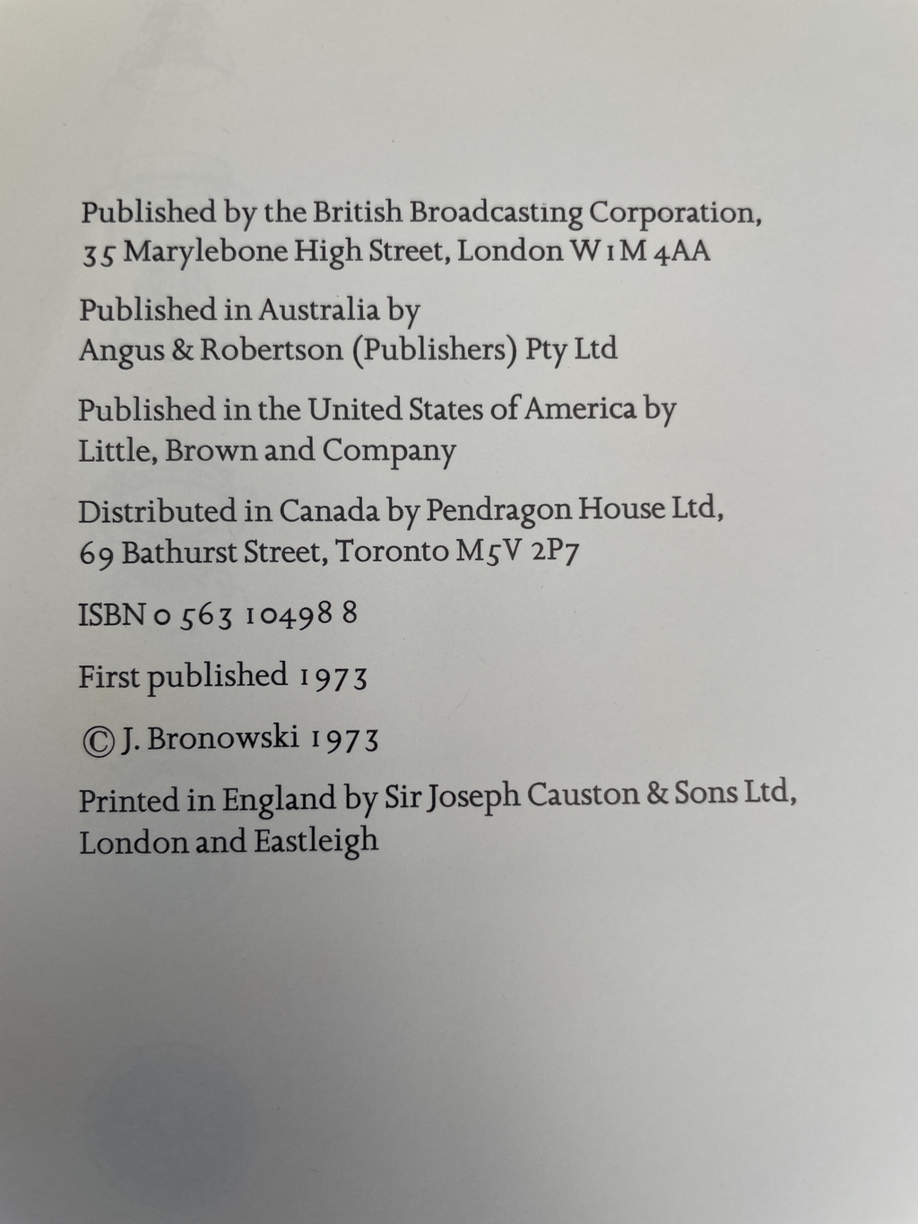 j bronowski the ascent of man signed first 3