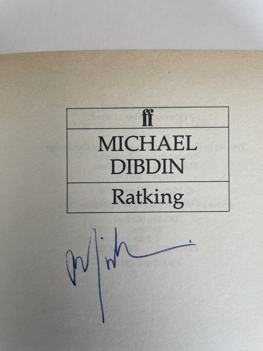 michael dibdin ratking signed first ed2