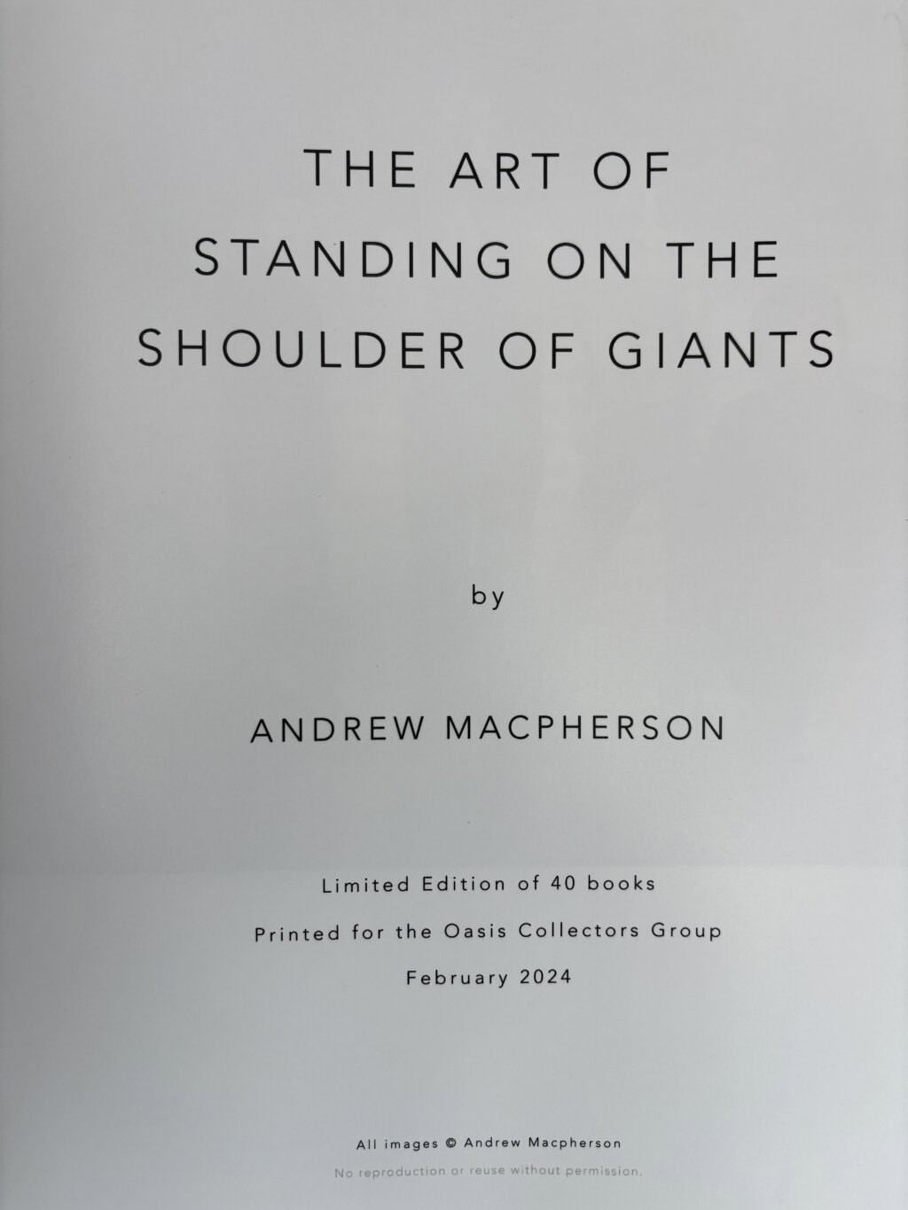 andrew macpherson the art of standing on the shoulder of giants signed2