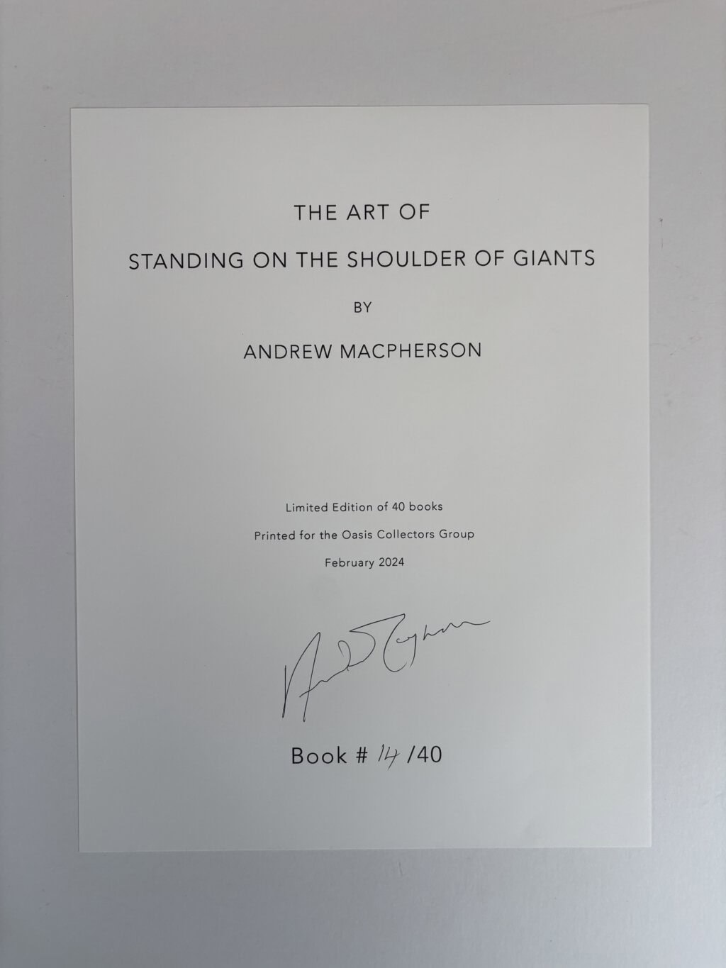 andrew macpherson the art of standing on the shoulder of giants signed3
