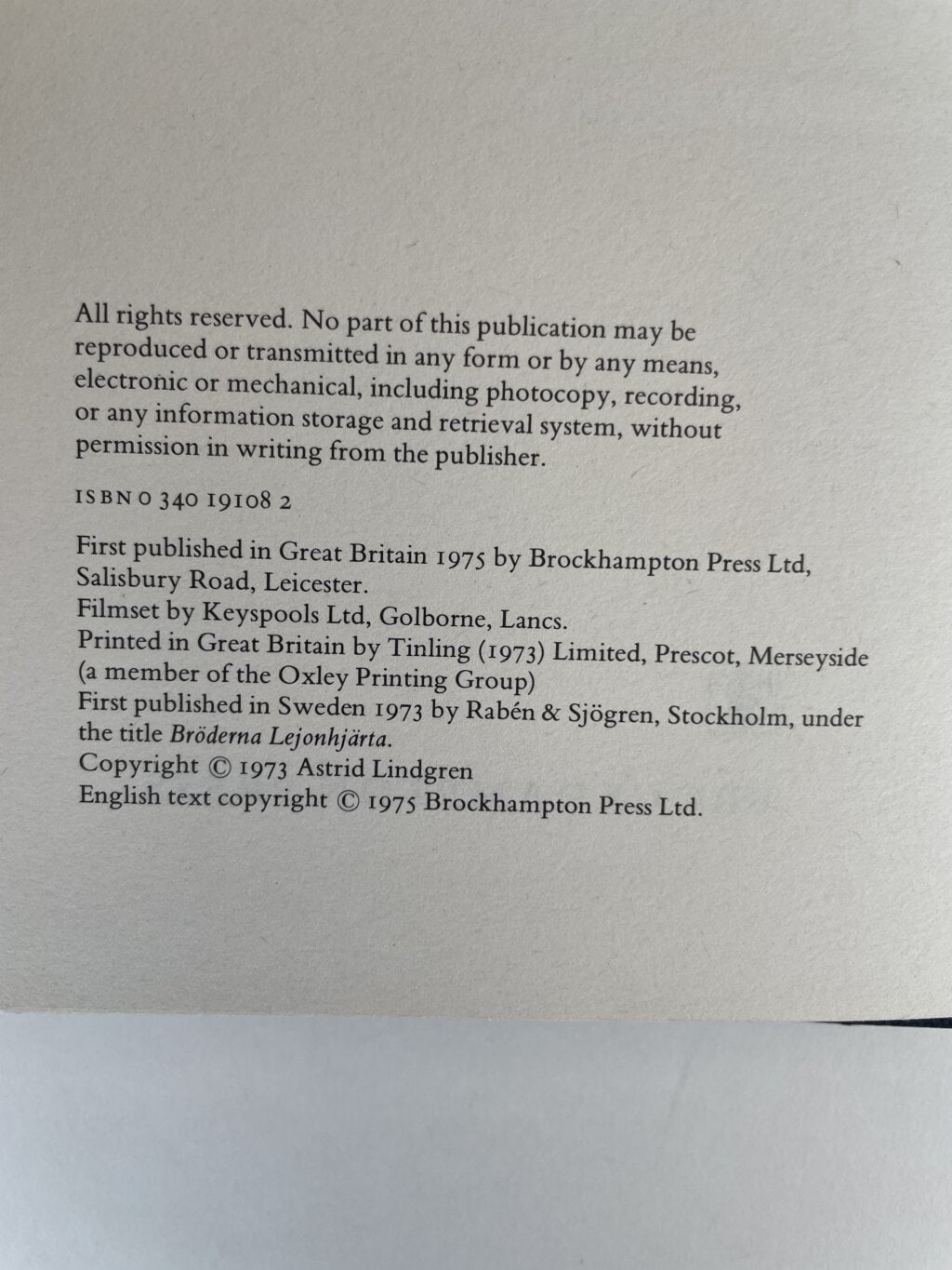 astrid lindgren the brothers lionheart first 2