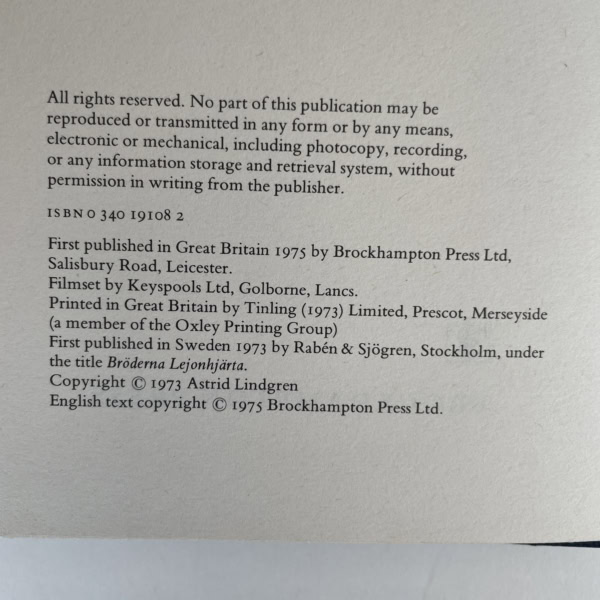 astrid lindgren the brothers lionheart first 2