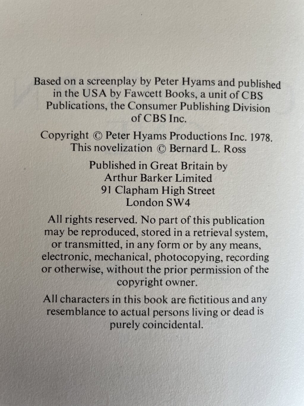 bernard ross capricorn one first ed2