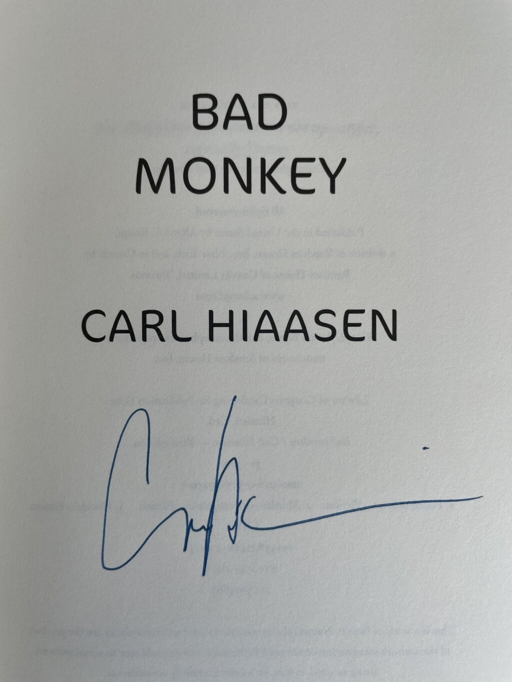carl hiaasen bad monkey signed first edition3
