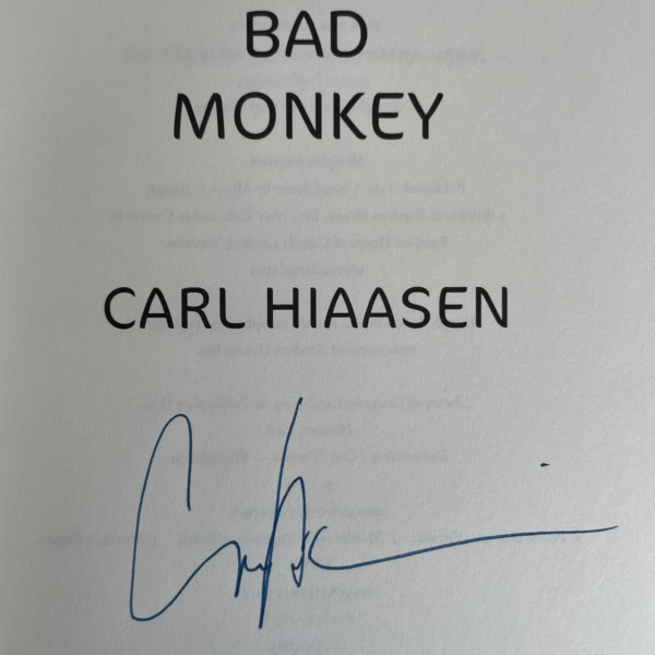 carl hiaasen bad monkey signed first edition3