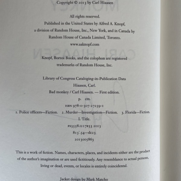 carl hiaasen bad monkey signed first edition4