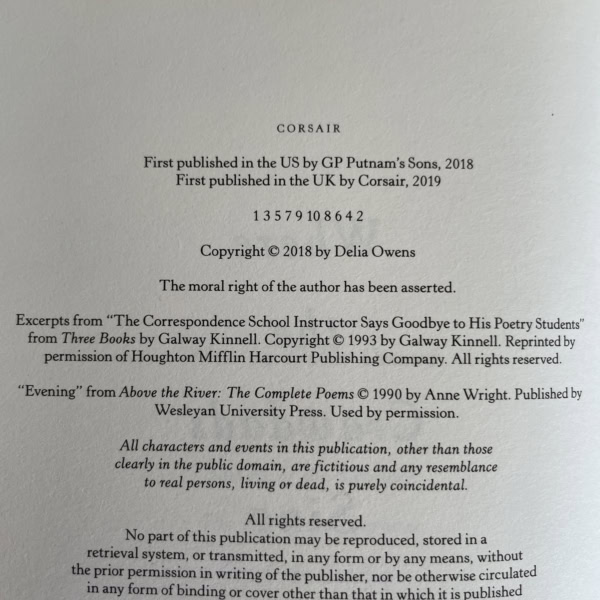 delia owens where the crawdads sing first edition2