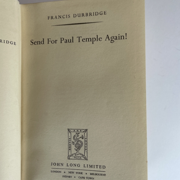 francis durbridge send for paul temple again first edition2
