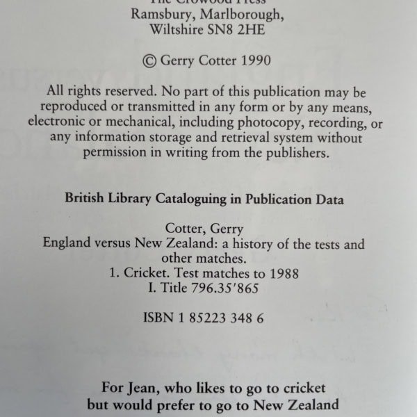 gerry cotter england v new zealand multi signed first2