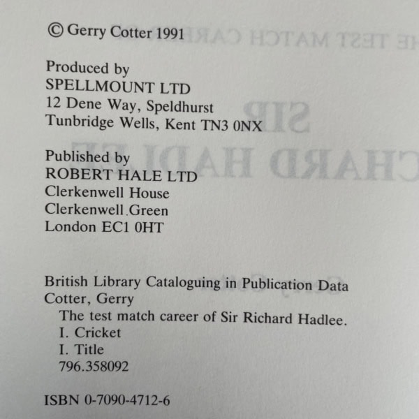 gerry cotter sir richard hadlee signed first 4