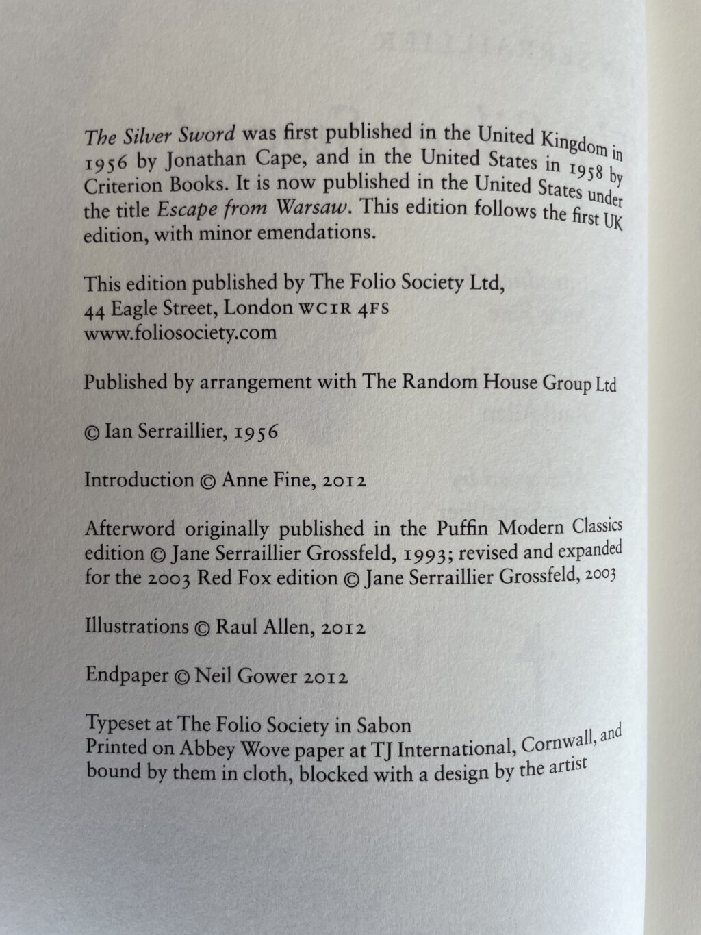 ian serraillier the silver sword folio2