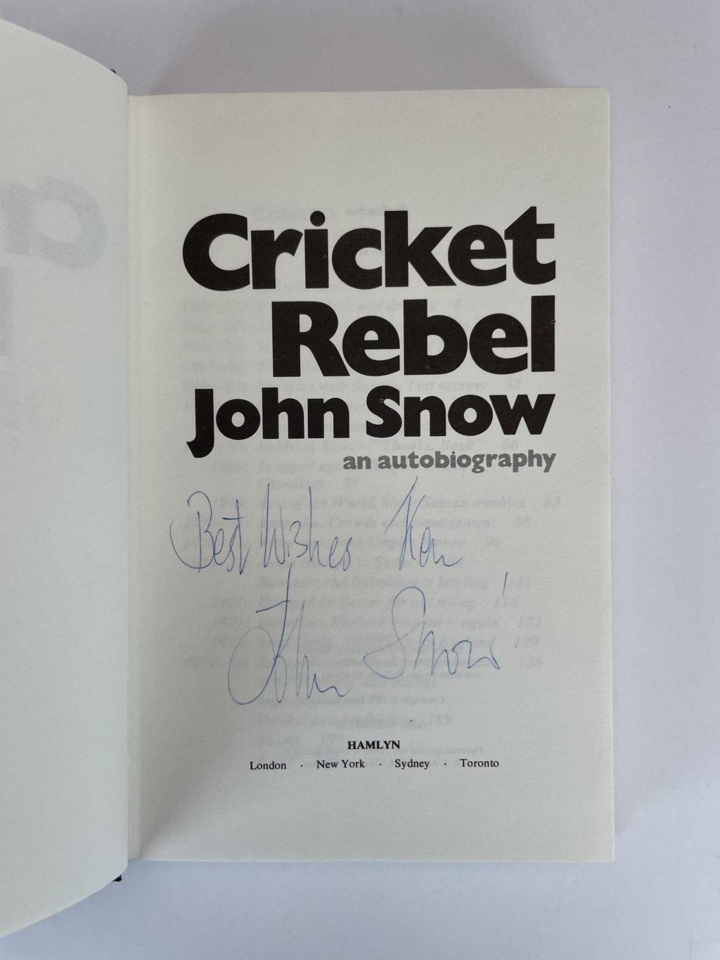 john snow cricket rebel signed first ed2
