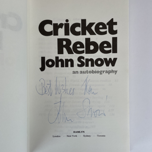 john snow cricket rebel signed first ed2