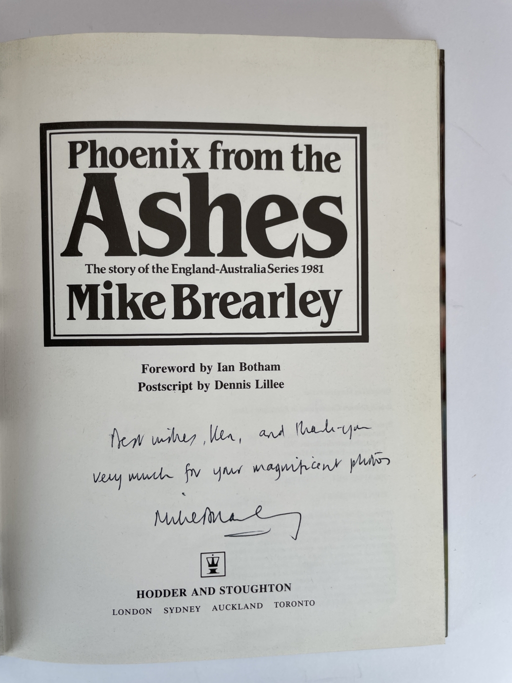 mike brearley phoenix from the ashes signed first 2